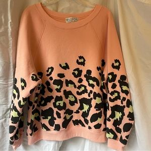 Wild fox spotted animal print crew sweatshirt size XL